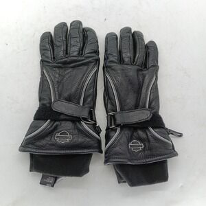 Harley-Davidson Womens Black Leather   Riding Motorcycle Gloves Small b5